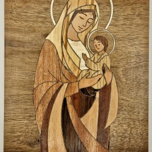 Icône de la Vierge à l'enfant – Marqueterie artisanale