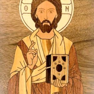 Icône du Christ Pantocrator – Marqueterie artisanale (75 pièces)